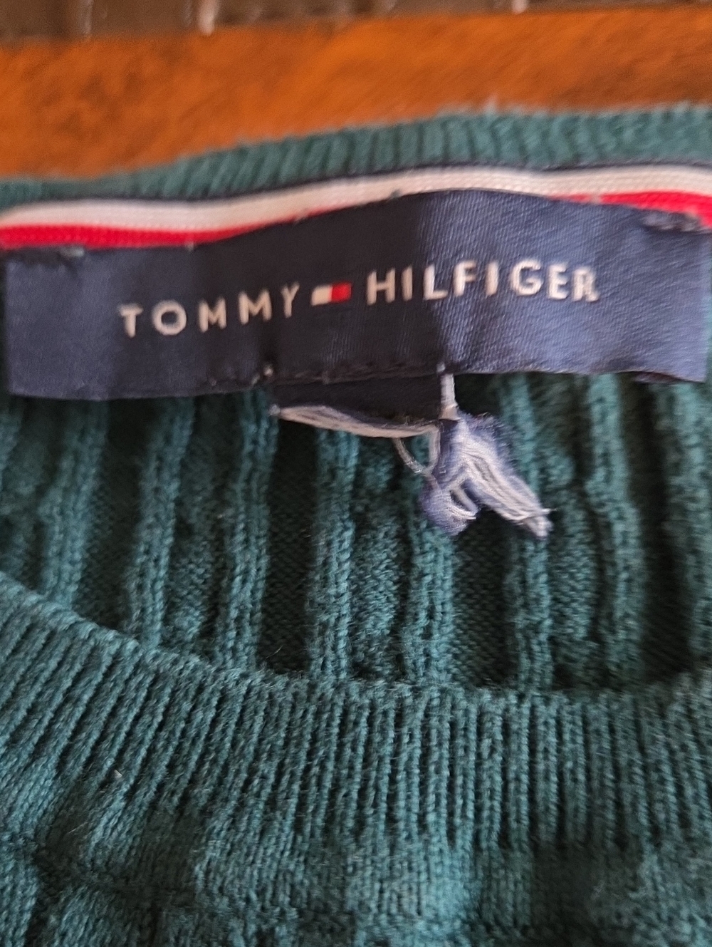 Tommy Hilfiger Dark Green Cable Crewneck Sweater
